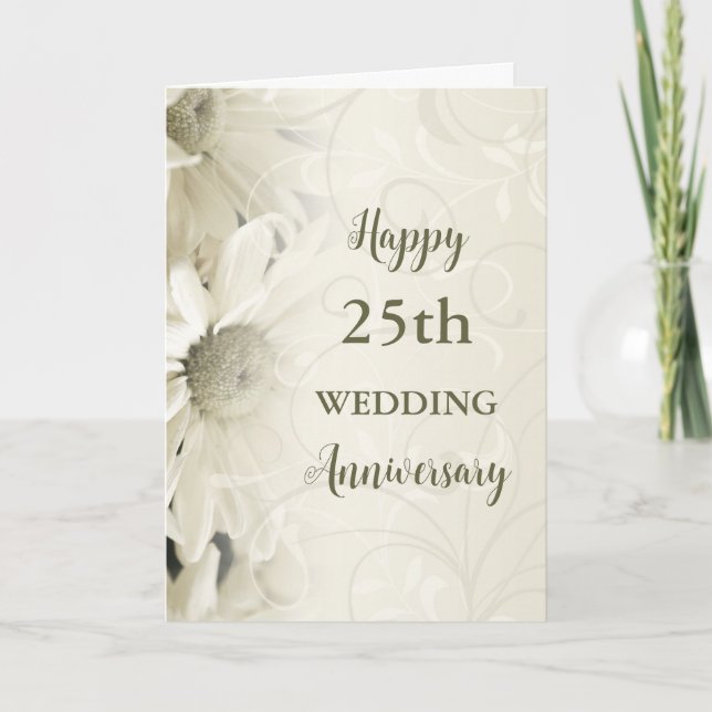 Vintage Flowers 25th Wedding Anniversary Card (Front)