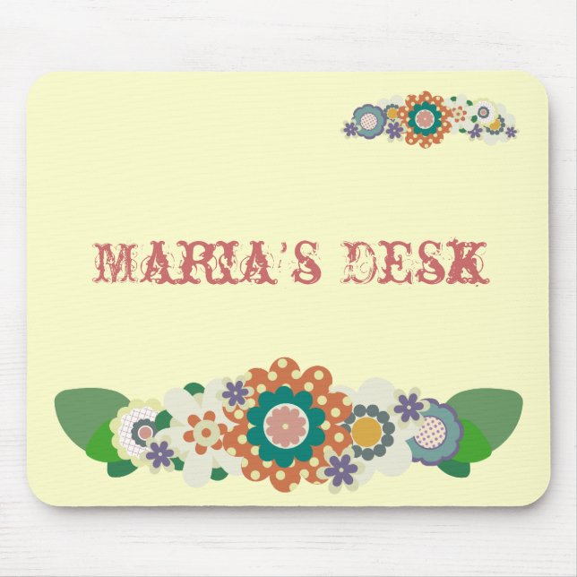 Vintage Flowers !! Add Your NAME !! Mouse Pad (Front)