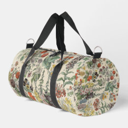 Vintage Flowers Adolphe Millot Floral Pattern Duffle Bag