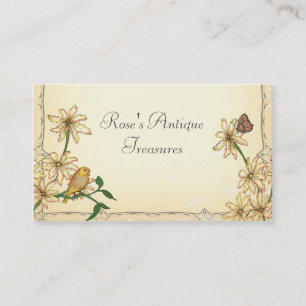 Vintage Flowers and Bird Business Card