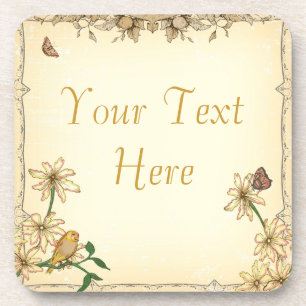Vintage Flowers and Bird Coaster