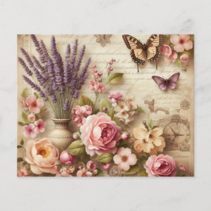 Vintage Flowers and Butterflies Collage Scrapbook