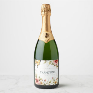 Vintage Flowers and Butterfly Sparkling Wine Label
