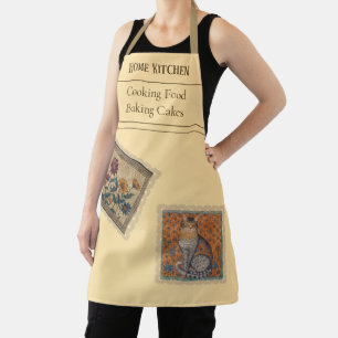 Vintage,Flowers and Cat,Ancient Greece Style Apron