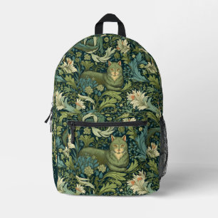 Vintage flowers and cats pattern monogram printed backpack