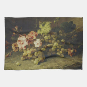 Vintage flowers and grapes Margaretha Roosenboom Tea Towel