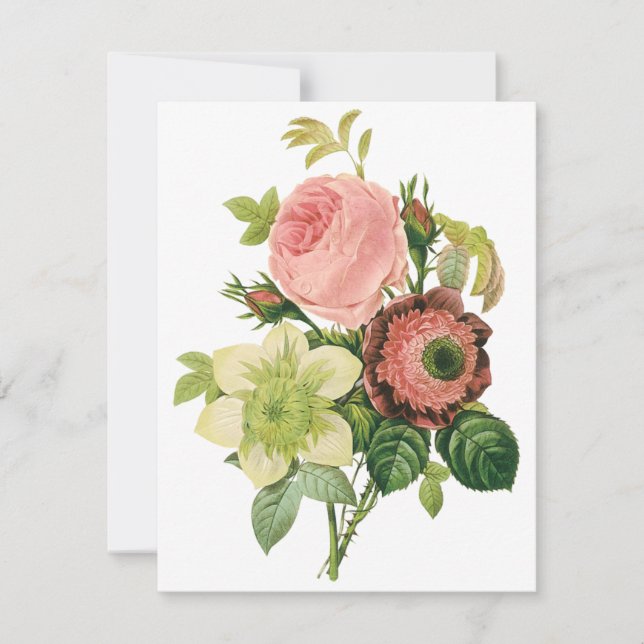 Vintage Flowers, Anemone Roses Clematis by Redoute (Front)