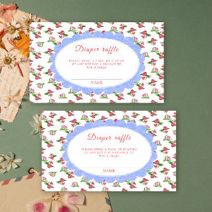Vintage flowers baby shower - diaper raffle enclosure card
