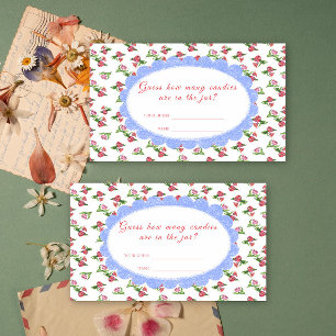 Vintage flowers baby shower - How many candies Enclosure Card
