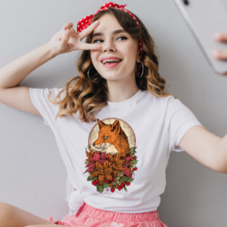 Vintage Flowers Brown Fox T-Shirt