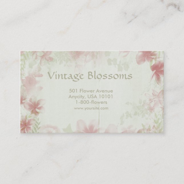 Vintage Flowers Business Card (Front)