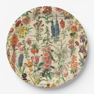 Vintage Flowers by Adolphe Millot Paper Plate