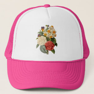 Vintage Flowers, Camellias and Narcissus, Redoute Trucker Hat