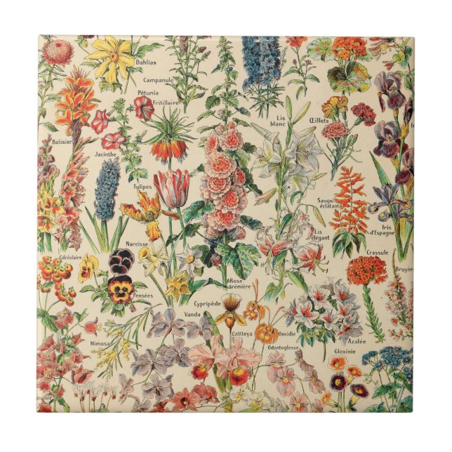 Vintage Flowers Ceramic Tile (Front)