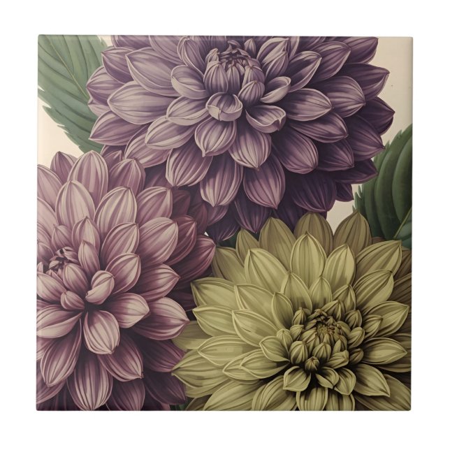 Vintage Flowers Ceramic Tile (Front)