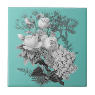 Vintage Flowers Ceramic Tile