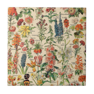 Vintage Flowers Ceramic Tile