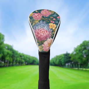 Vintage Flowers Colourful Antique Painting Golf Head Cover