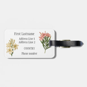 Vintage Flowers custom luggage tag