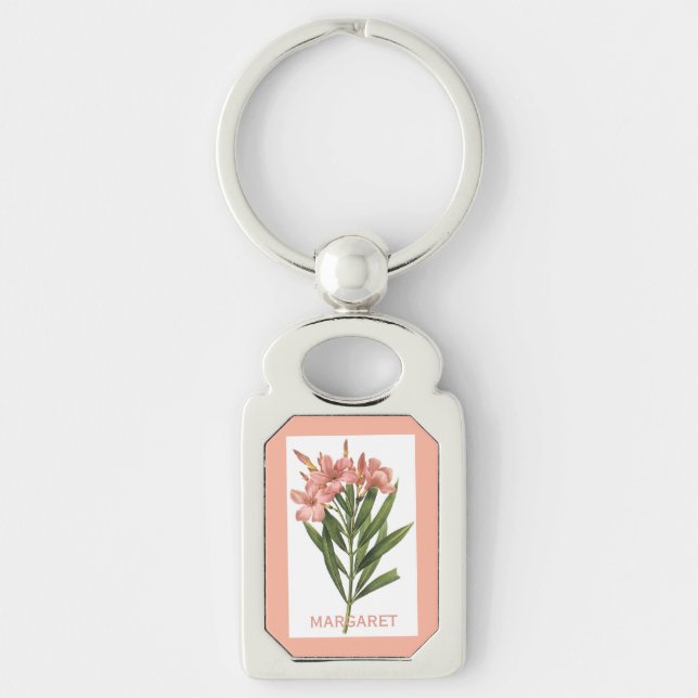 Vintage Flowers custom monogram key chain 3 B (Front)