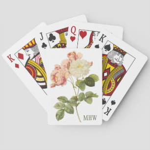 Vintage Flowers custom monogram playing cards 2