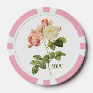 Vintage Flowers custom monogram poker chips 2