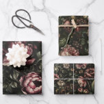 Vintage Flowers Dark Floral Fine Art Painting Wrapping Paper Sheet<br><div class="desc">Vintage Flowers Dark Floral Fine Art Painting Wrapping Paper Sheets</div>