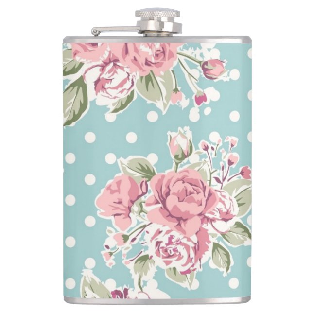 Vintage flowers design hip flask (Front)