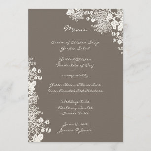 Vintage Flowers Driftwood Grey Wedding Menu