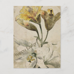 Vintage Flowers Easter Postcard