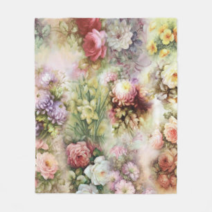 Vintage Flowers Fleece Blanket