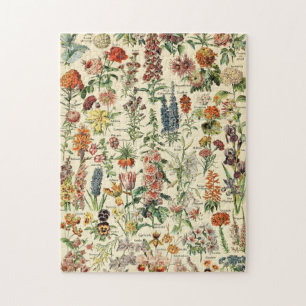 Vintage Flowers Floral Botanical Chart Jigsaw Puzzle