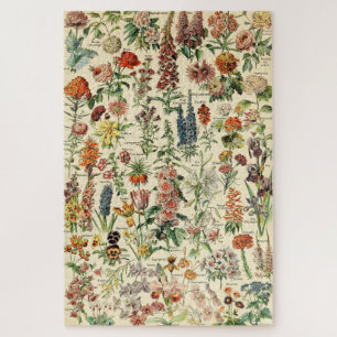 Vintage Flowers Floral Botanical Chart Jigsaw Puzzle