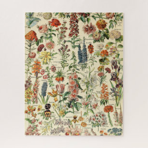 Vintage Flowers Floral Botanical Chart Jigsaw Puzzle
