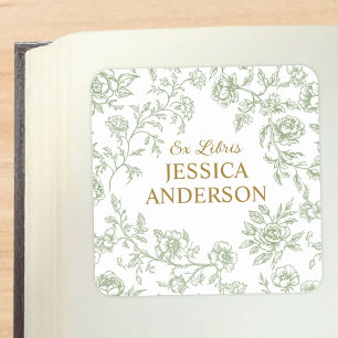 Vintage Flowers Floral Ex Libris Bookplate Sticker