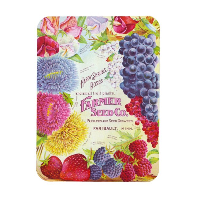 Vintage Flowers & Fruit Magnet (Vertical)