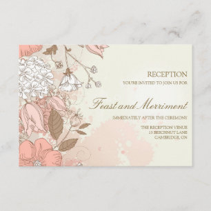 Vintage Flowers Garden Wedding Reception Card