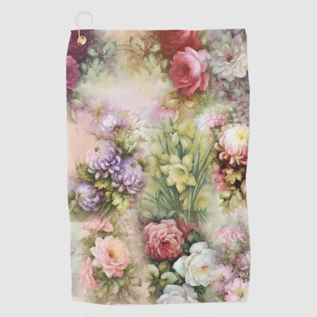 Vintage Flowers Golf Towel (Front)