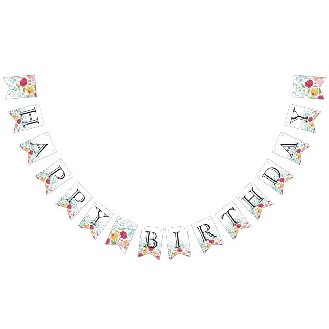 Vintage Flowers happy Birthday Banner (All)