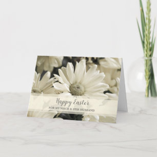 Vintage Flowers Happy Easter Niece & Husband Holiday Card