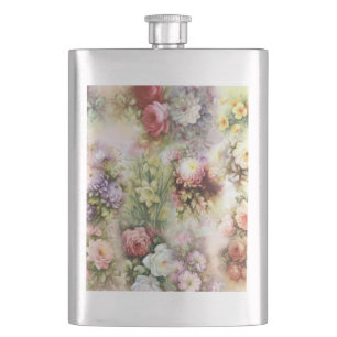 Vintage Flowers Hip Flask