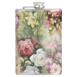 Vintage Flowers Hip Flask