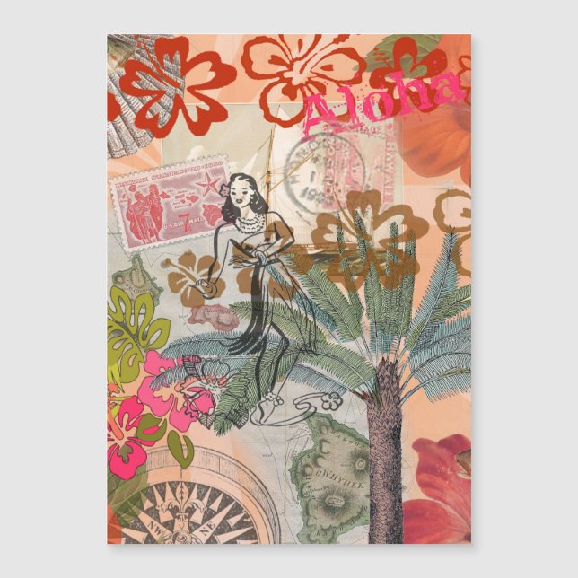 Vintage Flowers Hula Colourful Hawaiian Tropical  (Front)