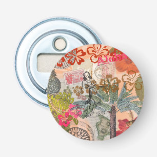 Vintage Flowers Hula Colourful Hawaiian Tropical  Bottle Opener