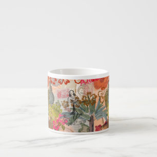 Vintage Flowers Hula Colourful Hawaiian Tropical Espresso Cup