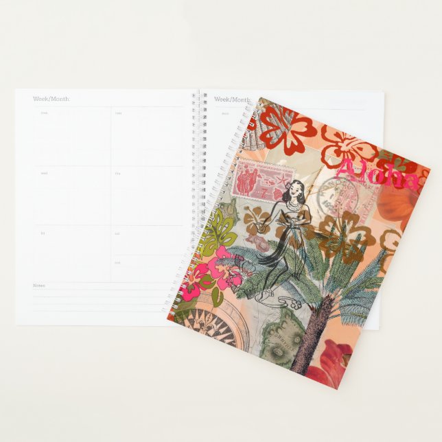 Vintage Flowers Hula Colourful Hawaiian Tropical  Planner (Display)
