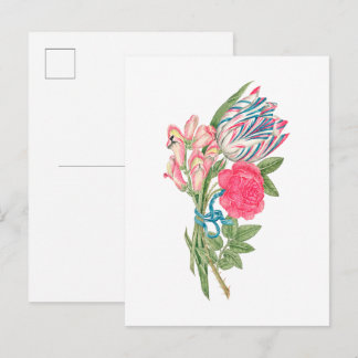 Vintage flowers illustration postcard
