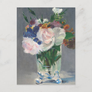 Vintage Flowers in a Crystal Vase by Edouard Manet Postcard