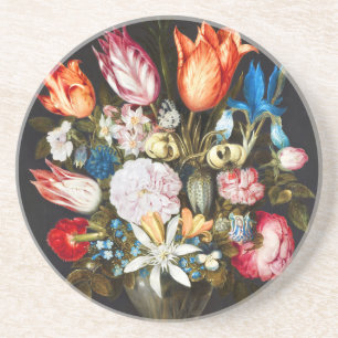Vintage Flowers in a Glass by  Ambrosius Bosschaer Coaster