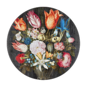 Vintage Flowers in a Glass by Ambrosius Bosschaer Cutting Board